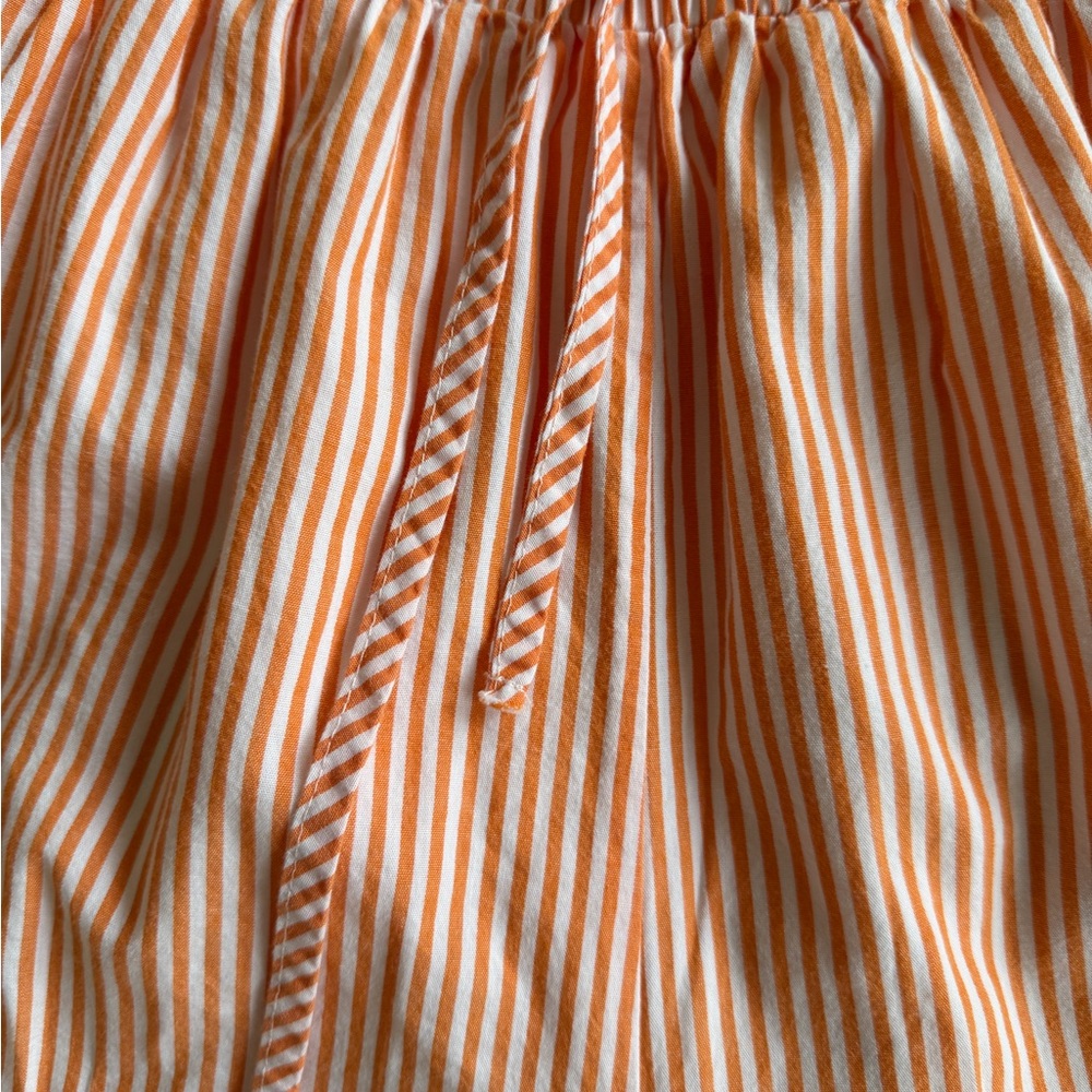 Women’s High Waist Striped Drawstring Shorts - Peach/White - Picture 2 of 6